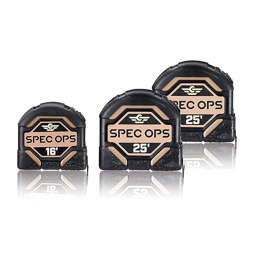 Spec Ops Tools 16-Foot & (2) 25-Foot Tape Measure Tool Set, 1" Double-Sided Blade, Military-Grade Composite Case, 3% Donated to Veterans, 3 Pack