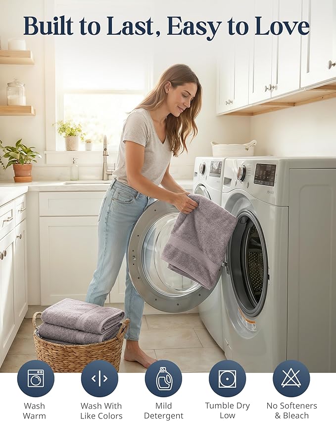 LANE LINEN Luxury Towels and Washcloths Sets - 24 PCs - 100% Ring Spun Cotton Soft Towel - Durable, Absorbent & Long Lasting Towels for Family - Housewarming Gift - Fade Resistant - Platinum