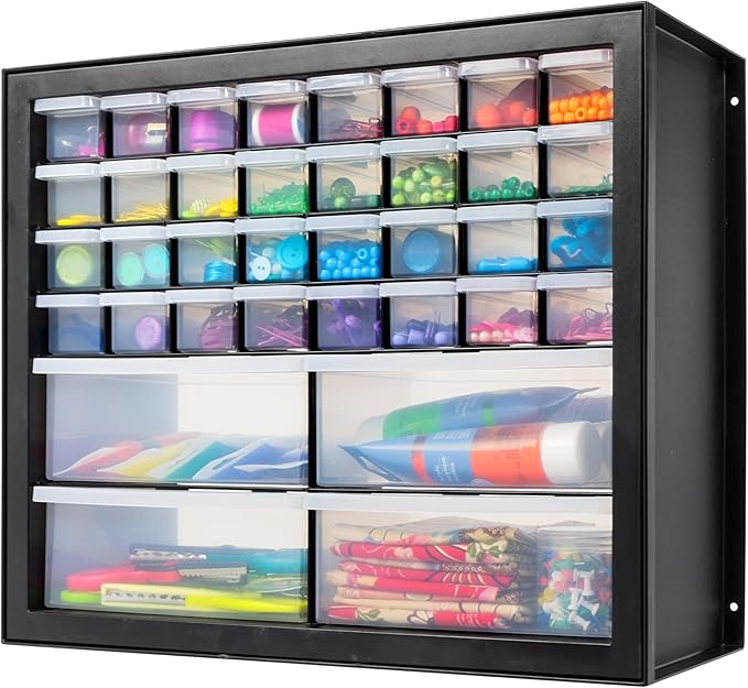 IRIS USA Small Parts Storage Cabinet, Made in USA, 36-Drawer Organizer for Hardware, Electronics, Screws, Nuts & Bolts, Beads, Craft Supplies, Teacher Toolbox, Garage & Workshop Storage – Black