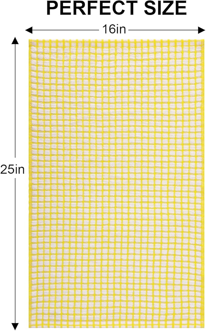 Kitinjoy Cotton 12 Pack Terry Kitchen Towels, 16 x 25 Inches Super Soft and Absorbent Dish Towels, Quick Drying Hand Towels for Kitchen Drying, Yellow