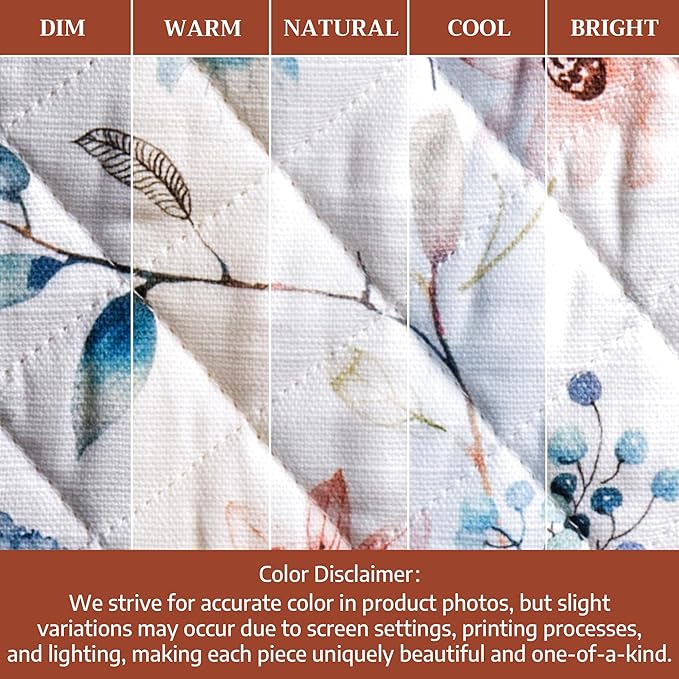 Maison d' Hermine Oven Gloves 100% Cotton Oven Mitt 7" x 13" with Loop Heat Resistant BBQ Cooking Gloves for Thanksgiving Christmas Decorations Baking Handling Hot Pans (Pack of 1, Ice Florals)