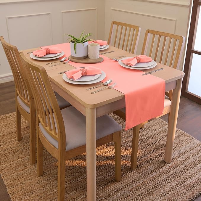 Encasa XO Coral Cloth Napkins Set of 6, 17"x17" | Solid Color Cotton Dinner Napkins | Washable & Reusable Wedding Napkins for Holiday Dinners, Party, & Everyday Table Decor