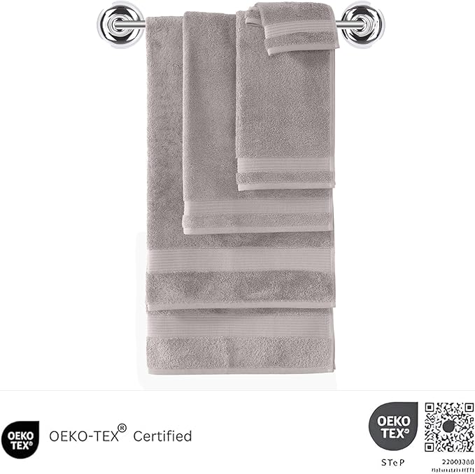 Classic Turkish Towels CTT - Premium 6 Piece Hand Towels Set, 100% Turkish Cotton, Quick Dry & Comfy Towels for Hotel & Spa, Highly Absorbent | 16"x27"(Light Grey)