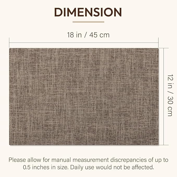 Blue Forest Placemats Set of 6, Dual-Layered Thickened Faux Linen Cloth Place Mats Heat Resistant Machine Washable Wrinkle Free Table Mats Indoor/Outdoor (Cream Beige)
