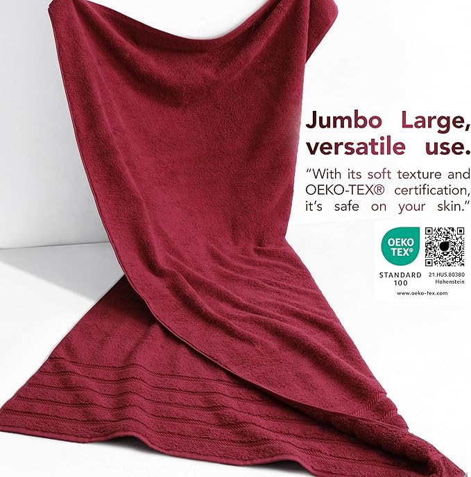 American Soft Linen 35x70 Jumbo Large Bath Towel, 600 GSM 100% Cotton Turkish Bath Sheet, Oversized Luxury Bath Towel for Bathroom Beach and Pool, Bordeaux