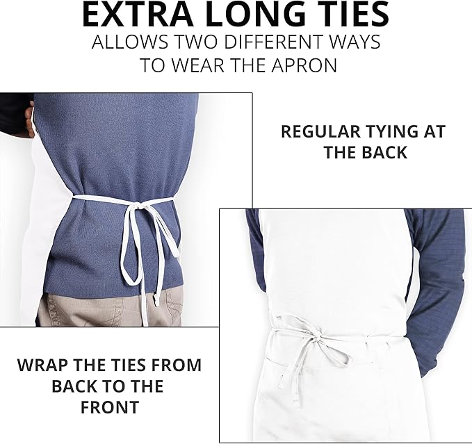 Utopia Kitchen 2 Pack Bib Apron, Adjustable with 2 Pockets, Water and Oil Resistant, Cooking Kitchen Chef Apron for Women Men