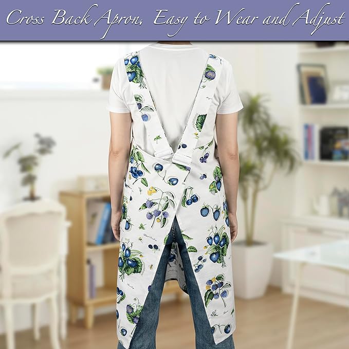 NEOVIVA Kitchen Aprons for Women with Pockets,Cooking Aprons for Women,Vintage Apron for Baking Gardening,Gifts for Mothers