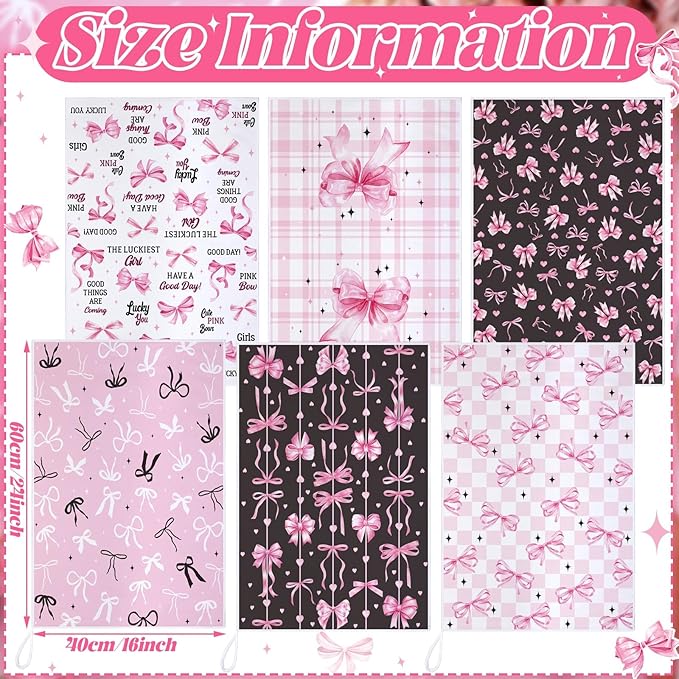Bencailor 6 Pcs Pink Bow Kitchen Towels Decorative Sets Dish Towels Absorbent Fast Drying Hand Tea Vintage Hanging Reusable Cleaning Dishcloths for Cooking Farmhouse Bathroom Accessory