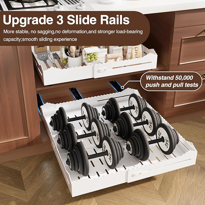 Pull Out Cabinet Organizer, Expandable Width (12"-18") and Depth (13.7"-23.6"),Pull Out Drawers for Cabinets, Slide Out Drawers for Kitchen Cabinets with Sturdy Metal Pull Out Shelves