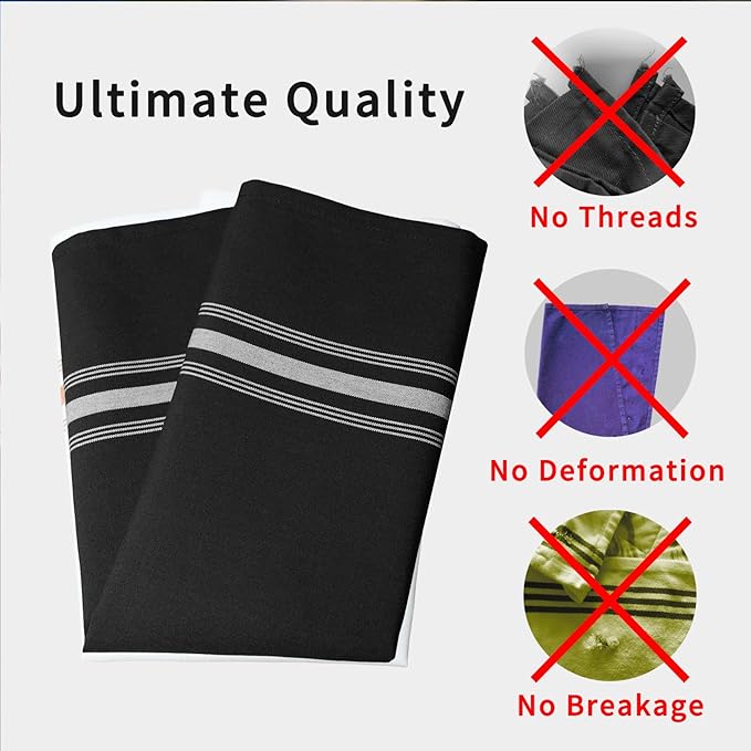 Cloth Napkins, 12 Pack - Commercial Quality 18 x 22 Inches, MJS Linen, Striped, Black White, Solution Dyed, Soil Release, Restaurant, Hotel, Wedding, Party