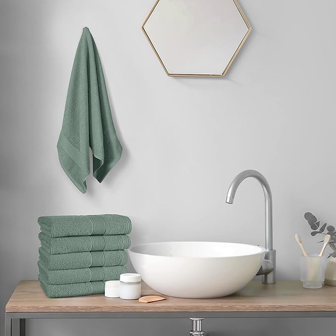 Belizzi Home Ultra Soft 6-Piece Hand Towel Set 16x28-100% Ringspun Cotton - Durable & Highly Absorbent Hand Towels - Ideal for use in Bathroom, Kitchen, Gym, Spa & General Cleaning - Jade