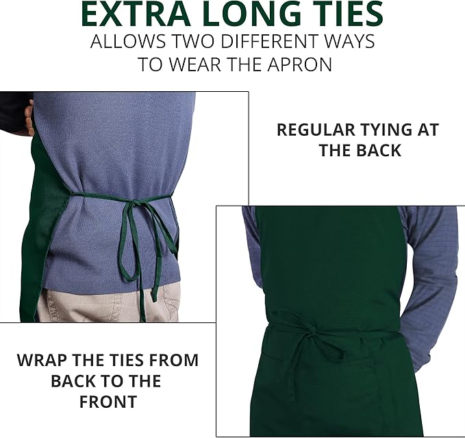 Utopia Kitchen 2 Pack Bib Apron, Adjustable with 2 Pockets, Water and Oil Resistant, Cooking Kitchen Chef Apron for Women Men