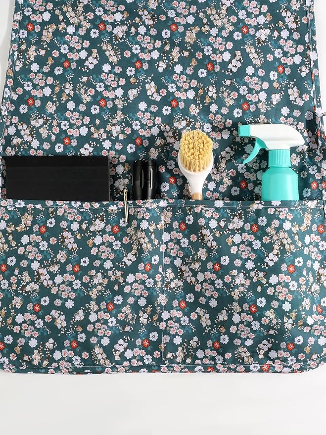 Women Cobbler Apron with 2 Pockets, Vintage Floral Aprons for Women Chef Apron for Baking, Cooking, Gardening