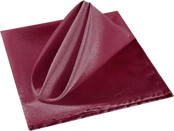 Cloth Napkins 17x17 inch Washable Polyester Dinner Napkins Soft Table Napkins for Wedding Party Dining Banquet(Burgundy,12PCS)