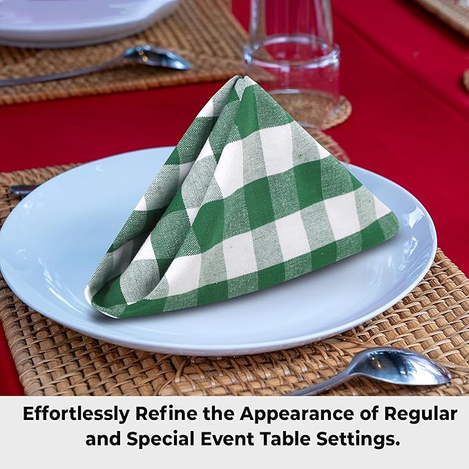 Urban Villa Cloth Napkins Set of 12 20x20 Inches 100% Cotton Napkins Cloth Washable Soft Durable Reusable Absorbent Table Dinner Napkins Cloth for Hotel Lunch Restaurant Weddings Parties- Hunter White