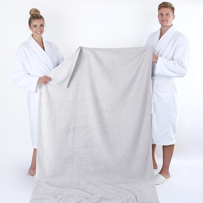 American Soft Linen 100% Cotton 600 GSM Turkish 40x80 Oversized Bath Towel Sheet, Extra Large Adult Towels for Bathroom, Silver Gray Bath Sheet