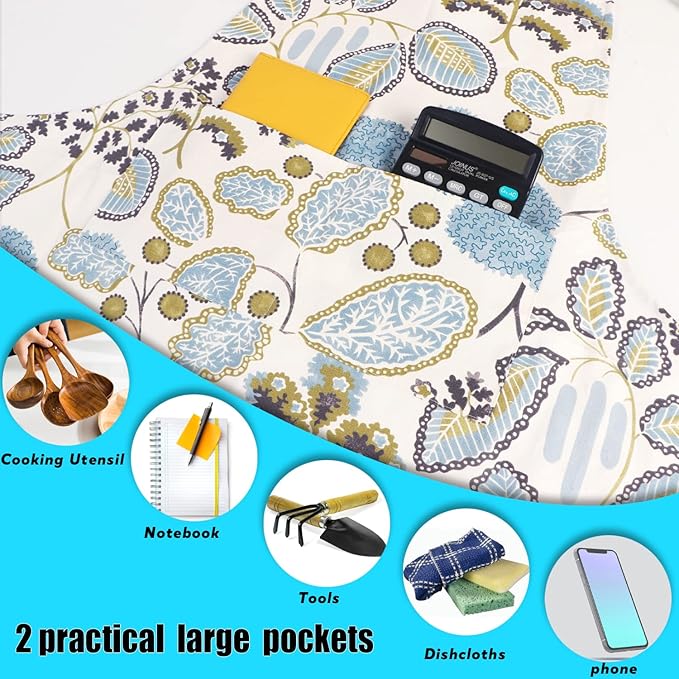 LOLOMLO Oversize Canvas Cotton Apron, Extra Large Aprons with Long Strap, Adjustable Neck Tear Resistant Plus Size aprons