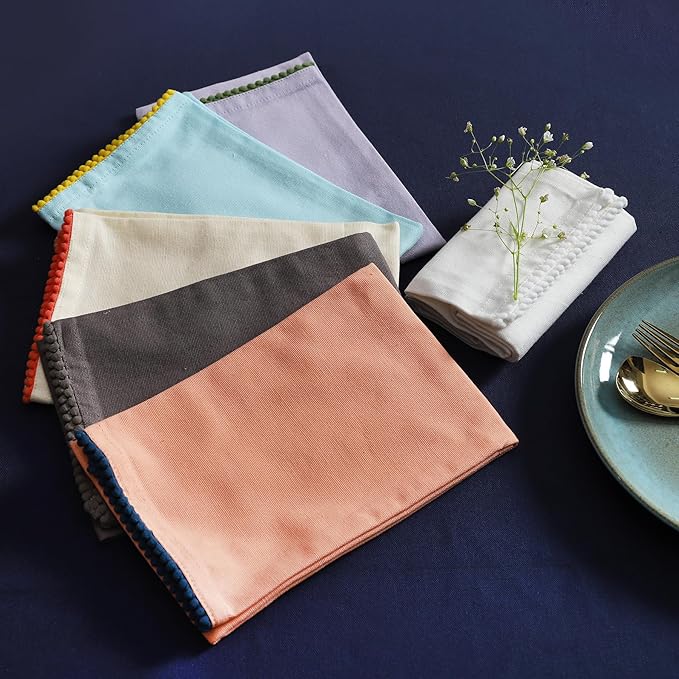 TARAN LIVING Kitchen Towels 100% Cotton Solid Kitchen Dish Cloths, Kitchen Hand Towel Reusuable Dish Towel for Cleaning & Drying Tea Towels Set with Hanging Loop - 18"x 28", Pack of 6 Pastel Colors