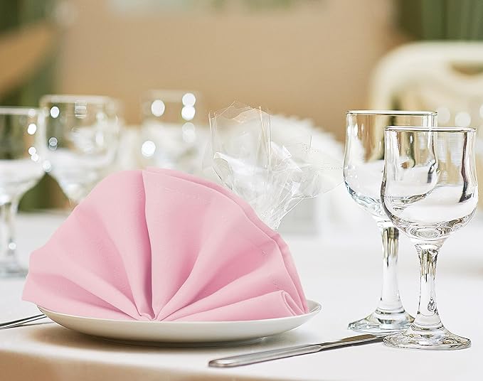 Utopia Home [24 Pack, Pink] Cloth Napkins 17x17 Inches, 100% Polyester Hemmed Edges, Washable and Reusable Ideal for Parties, Weddings and Dinners
