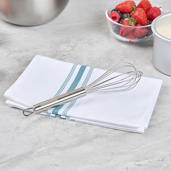 Restaurantware 9 in Stainless Steel Wire Whisk - German Standard Kitchen Balloon Whisk with Ergonomic Handle, Dishwasher Safe - Durable French Whisk for Cooking, Mixing Thick Batter and Sauce