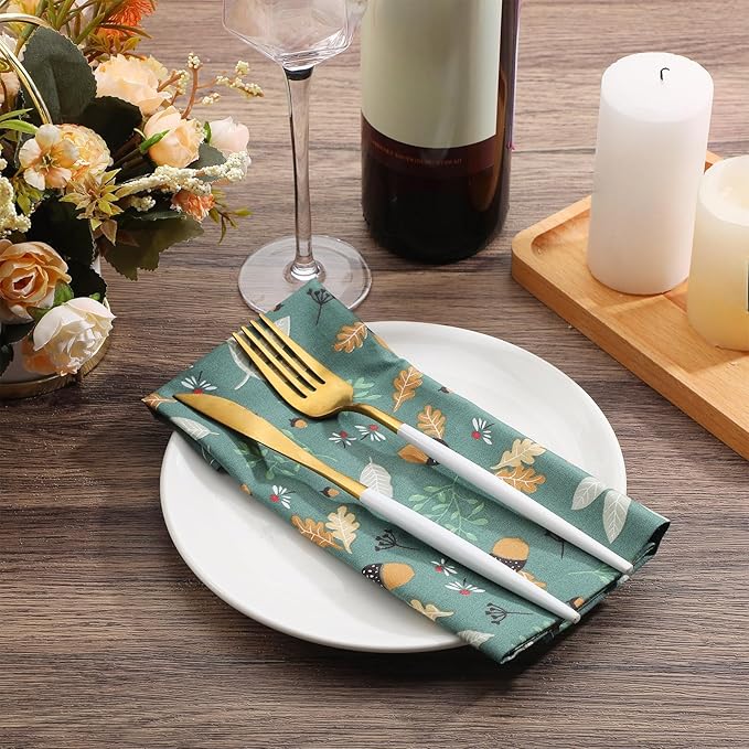 Tatuo Spring Flower Cotton Cloth Napkins Set of 24, 15 x 15 Inch Floral Dinner Napkins Soft Absorbent Washable for Family Cocktail Wedding Kitchen Dining Room Table Tea Party(Lovely Flowers)