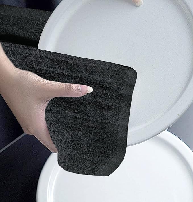 100% Cotton Washcloths - 60 Pack|400 GSM|Soft Face & Body Washcloths|Highly Absorbent|12 x 12 in|Black