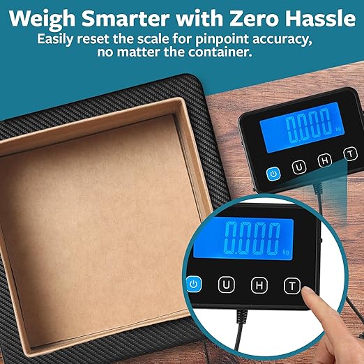 Smart Weigh Digital Postal Shipping Scale, 220 lb Capacity, 0.1 oz Readability, Hold & Tare Function, Includes Batteries & USB-C, Large LCD Display