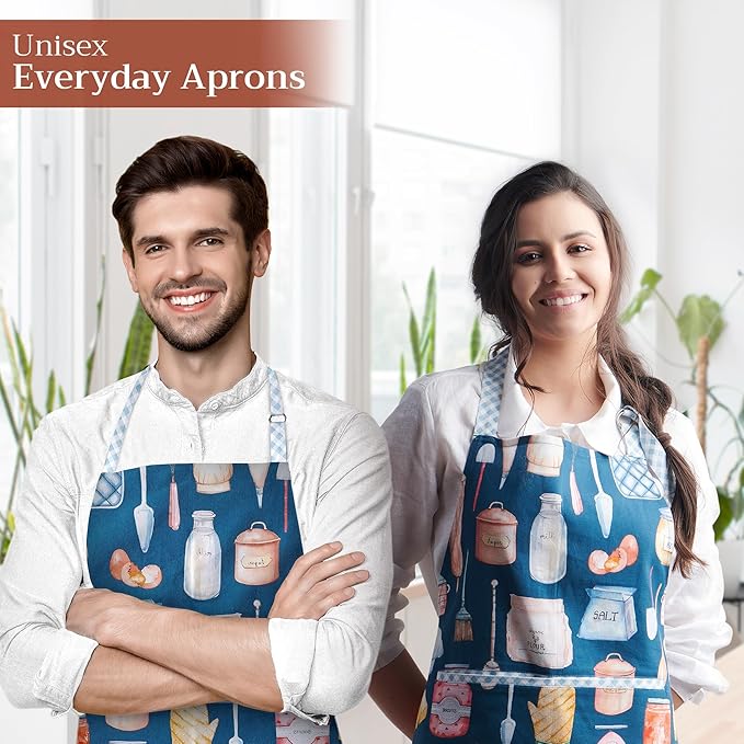 Maison d' Hermine 100% Cotton Apron for women with Pocket Kitchen Chef Apron for Men Cooking Mothers Day Gifts