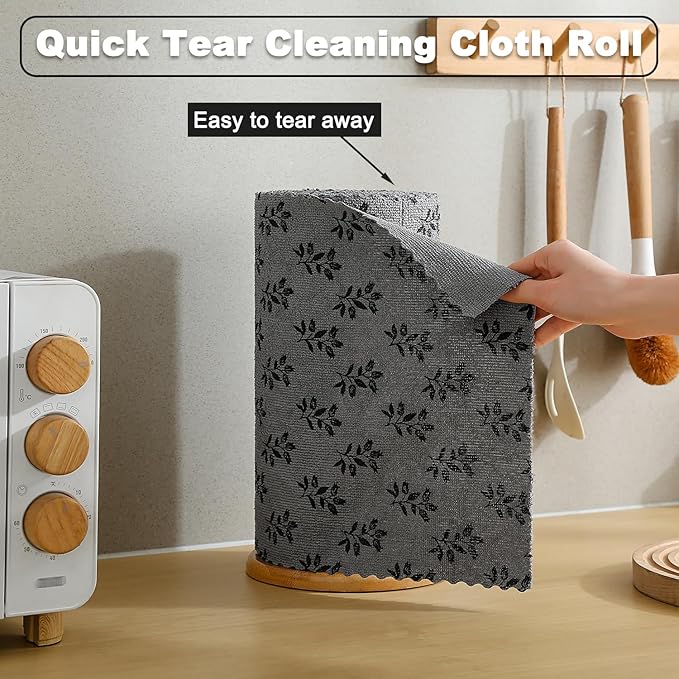 Microfiber Cleaning Cloth Roll,80 Pack Cleaning Towels,Lint Free Rags Paper Towels & Tear Away Reusable Towels,Washable Shop Rags Floral Wipe Cloth,Wash Cloths Dish Rags for Car Kitchen Window