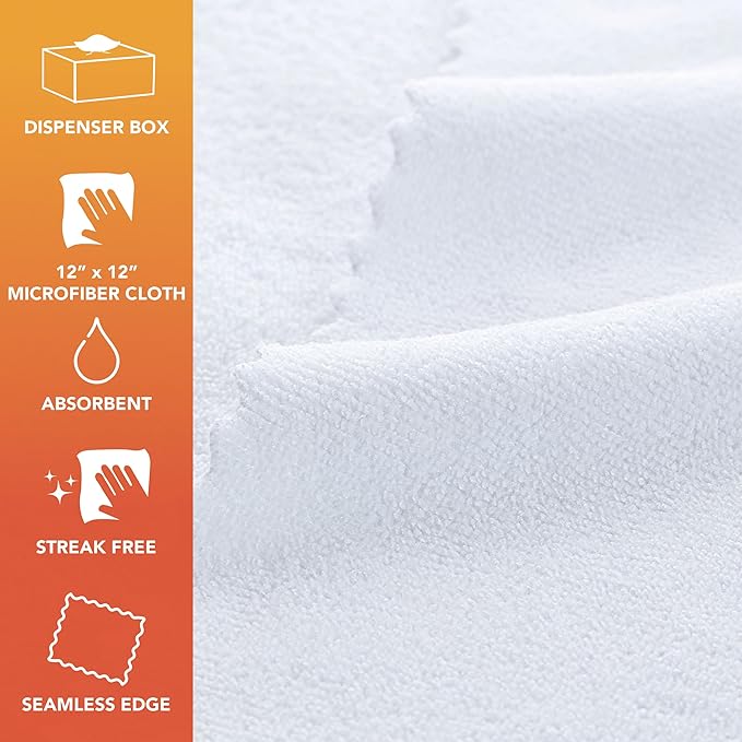 Arkwright Smart Rags Microfiber Cleaning Cloths Bulk, Case of 400, Lint Free 180 GSM Reusable Towels for Auto, Office and Household Cleaning, 12 x 12 in, White