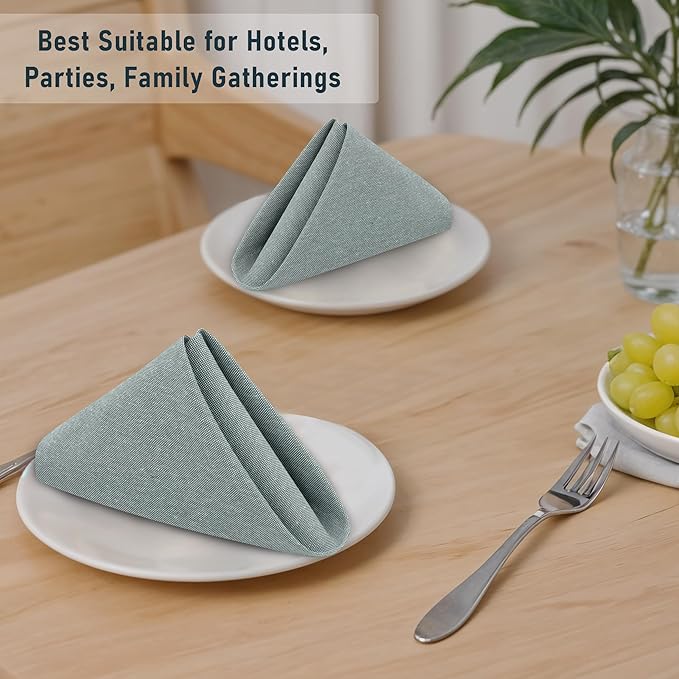 Ruvanti Cloth Napkins Set of 12, 18x18 Reusable Napkins Cloth Washable, Soft & Durable Table Napkin, Poly Cotton Fabric Dinner Napkins for Parties, Christmas, Thanksgiving, Weddings - Army Green