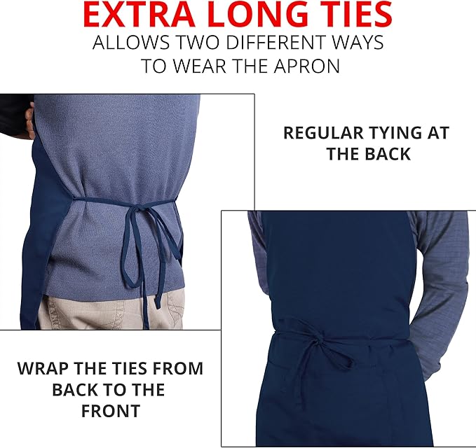 Utopia Kitchen 2 Pack Bib Apron, Adjustable with 2 Pockets, Water and Oil Resistant, Cooking Kitchen Chef Apron for Women Men