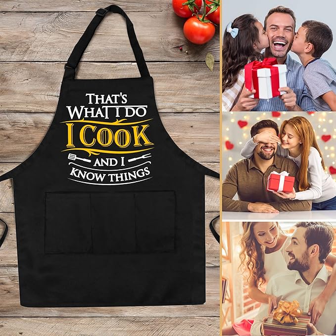 Grilling Aprons for Men,Cnavas Corss Back with Large Pockets Adjustable Chef Aprons, Funny Gifts for Men