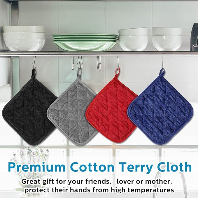 Zhehao 24 Pcs Pot Holders for Kitchen Hot Pads Heat Resistant Cotton Quilted Coaster Potholder Pot Mat for Cooking and Baking Christmas Bulk Gift, 7 x 7 Inches