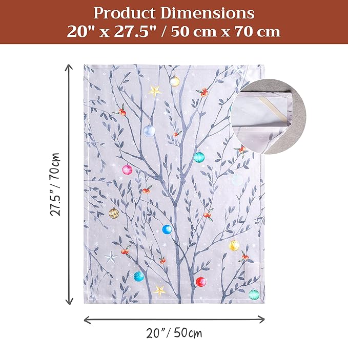 Maison d' Hermine Kitchen Towels Set of 3 100% Cotton 20" x 27.5" Reusable Cloth Tea Dish Towels Absorbent with Hanging Loop for Kitchen Dining Thanksgiving Christmas Decorations (Fairy Christmas)