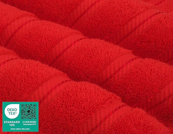 American Soft Linen Premium 3 Piece Towel Set, 1 Bath Towel 1 Hand Towel 1 Washcloth, 600 GSM 100% Cotton Turkish Towels for Bathroom, Red Towel Set