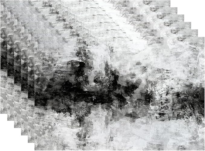 Batmerry Grey Grunge Cement Placemats, Gray Shabby Grunge Retro Wall Abstract Washable Linen Table Mats for Kitchen Table Double Insulation Decor Dining Set Indoor Outdoor 12X18 in Set of 6