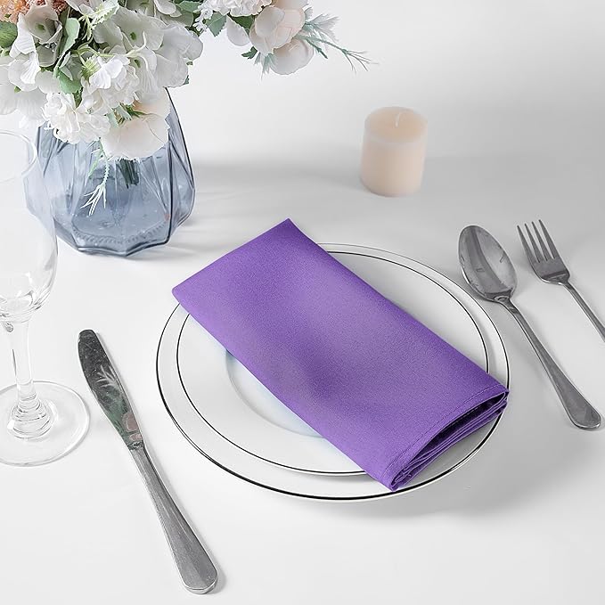 Bailarina Cloth Napkins Set of 80,17x17 inches Dinner Napkins Cloth Washable,Polyester Square Table Cloth Napkin Bulk with Hemmed Edges Ideal for Banquets, Parties and Weddings-Purple