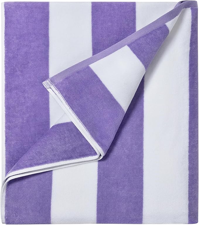LULUHOME Large Oversized Beach Towel - Big Cotton 36 x 70 Inch Striped Pool Towel, Large Cabana Soft Swimming Towel for Adult Men Women,Purple