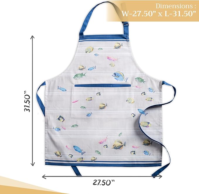 Maison d' Hermine 100% Cotton Apron for women with Pocket Kitchen Chef Apron for Men Cooking Mothers Day Gifts