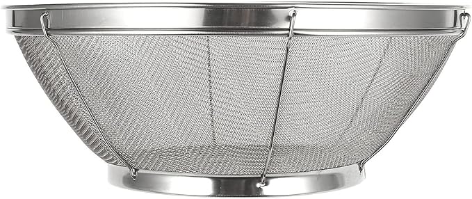 Juvale Stainless Steel Fine Mesh Strainer - Durable Rust-Resistant Mesh Colander - Ergonomic Handle Rice Colander - Ultra-Fine Flour Sifter - Dishwasher Safe with Stable Design - 11 in x 4 in, Silver