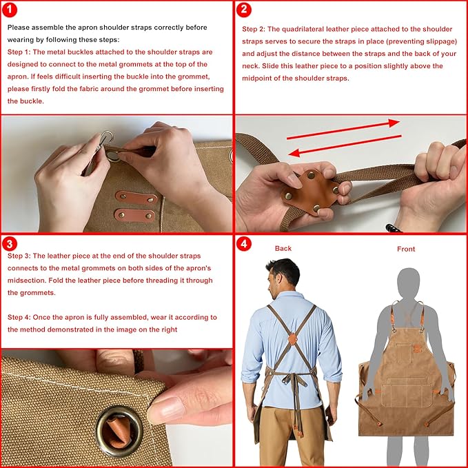 Canvas Work Apron,Cross Back Aprons for Men,Women,Cooking,Carpenter,Woodworking,Chef,BBQ,Grilling,Bartender