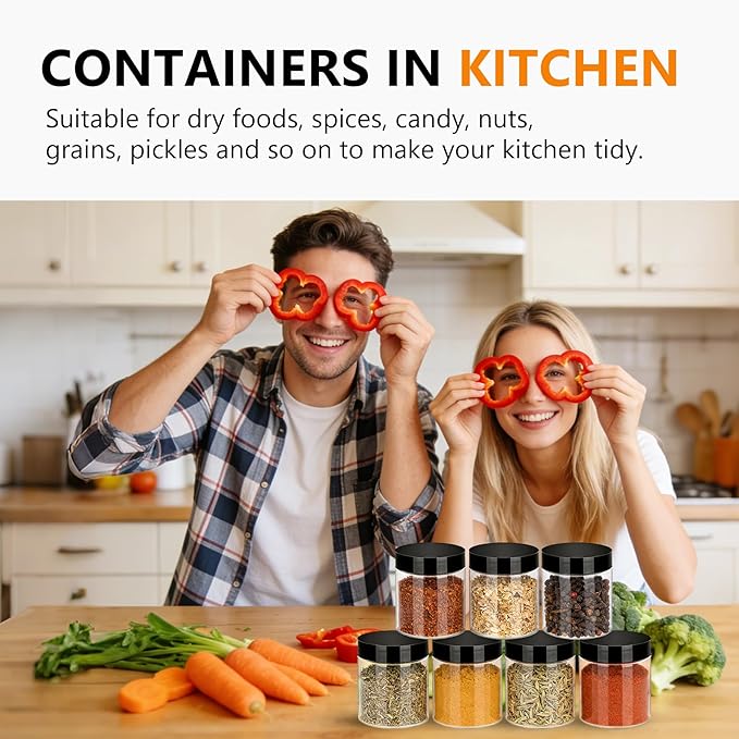 SLifeJars 6OZ Plastic Jars with Black Lids 40Pcs Empty Plastic Pot Jars Round Refillable Clear Slime Containers Jar Airtight Storage Jar for Travel Storage Home Kitchen Food Slime Making