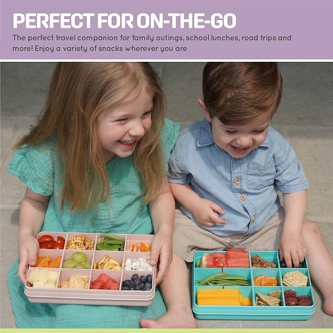 melii Snackle Box – 12-Compartment Divided Snack Container, BPA-Free Food Storage, Removable Dividers, Perfect for Kids Snacks, Arts & Crafts, Beads, and Kitchen Organization (Sage)