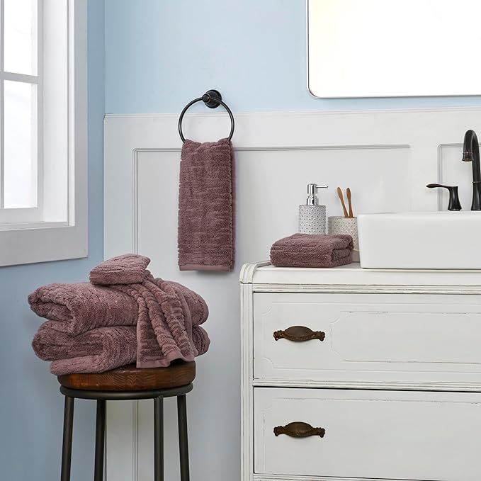 SKL Home CloudSoft Cotton Luxury 4-Piece Washcloth Set, Soft Plum