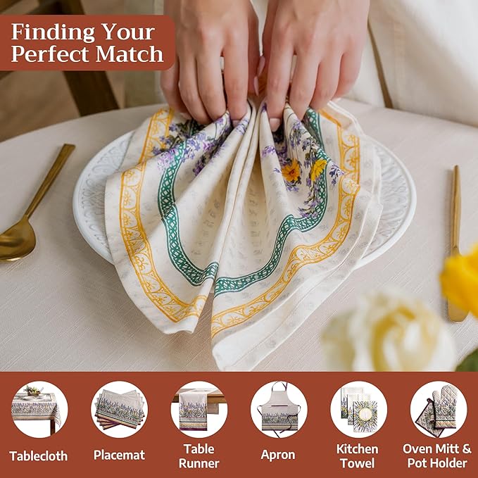 Maison d' Hermine Cloth Napkins Set of 6 100% Cotton Everyday Reusable Square Napkins Cloth Washable Dinner Party Wedding Restaurant Gifts for Mothers Day Spring/Summer(Fanny Lavender, 20" x 20")
