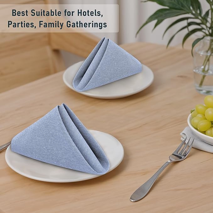 Ruvanti Cloth Napkins Set of 6, 18x18 Reusable Napkins Cloth Washable, Soft & Durable Table Napkin, Poly Cotton Fabric Dinner Napkins for Parties, Christmas, Thanksgiving, Weddings - Midnight Blue