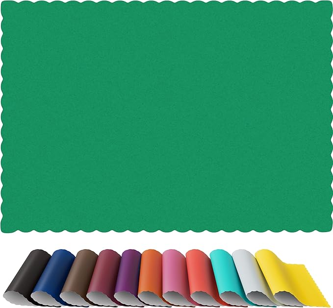 Paper Placemats - Disposable - Scalloped Edge (100, Green)