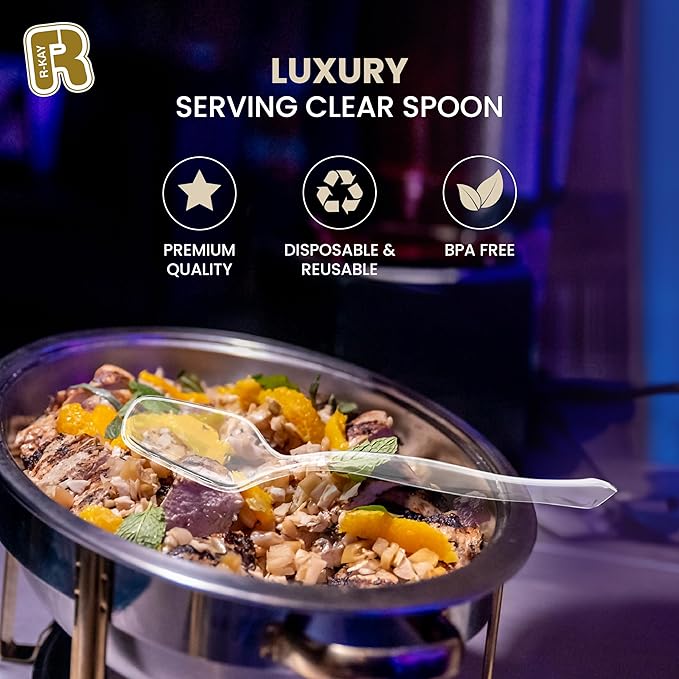18 Pcs Clear Plastic Serving Utensils Set - 6 Clear Plastic Serving Spoons, 6 Tongs And 6 Forks - Heavy Duty Disposable Serving Utensils Set For Parties