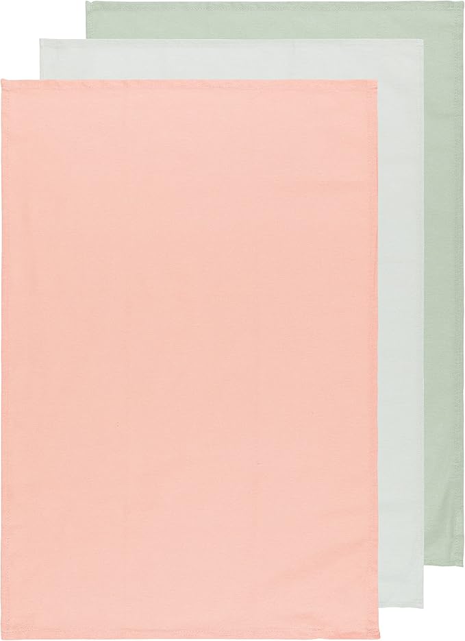 Now Designs Floursack Kitchen Towels Quick Dry Cotton Hand Towel Set, 3 Count, Dawn/Eucalyptus/Mist, 20 x 30 in